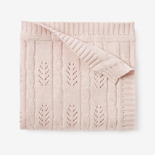 Blush Leaf Knit Baby Blanket