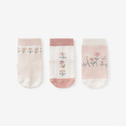 Floral Non Slip Baby Sock Set 3pk