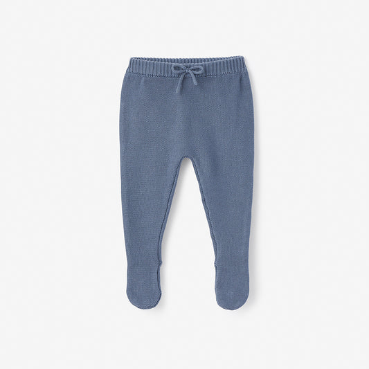 Slate Garter Knit Footed Baby Pant