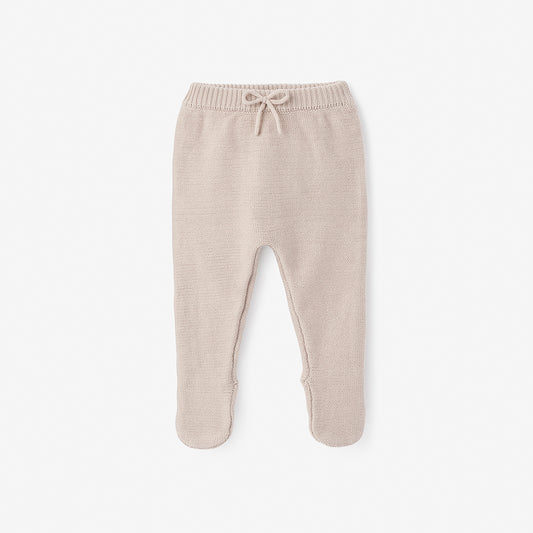 Taupe Garter Knit Footed Baby Pant